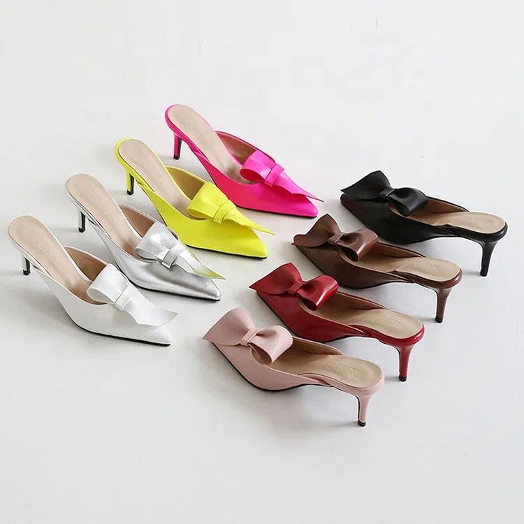 

2020 sexy factory wholesale and customization designer kitten heel mule shoes for women, Black,pink,red,yellow,blue