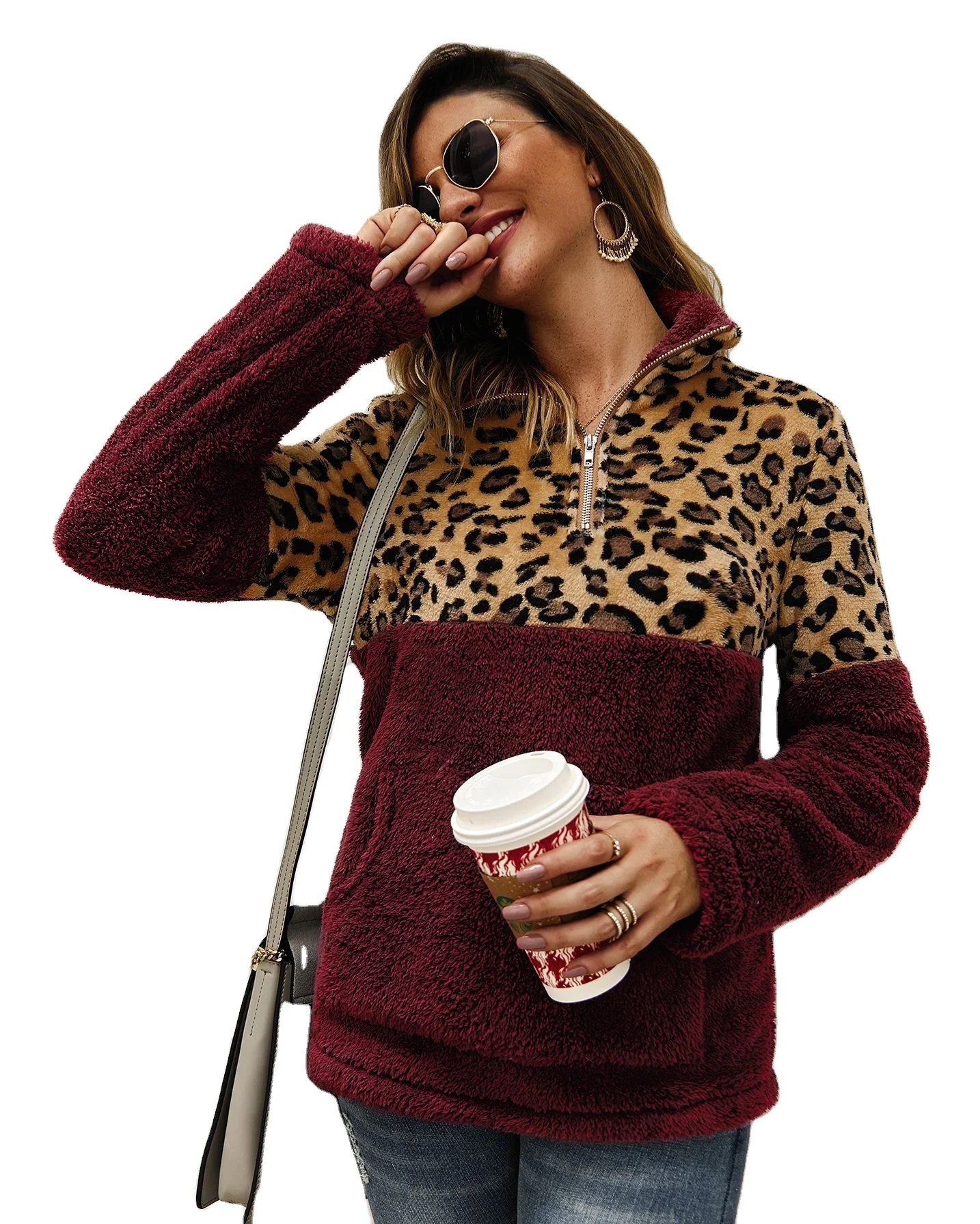 

Brand new womens fashion long sleeve stitching streetwear hoodie drawstring ladies hooded sweatshirt