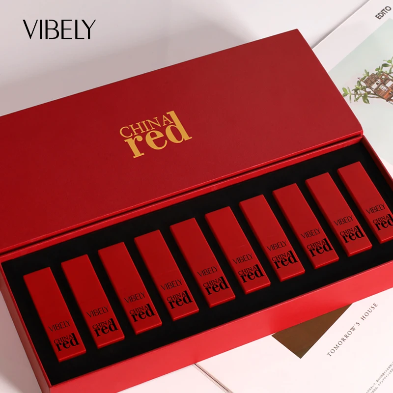 

Unique Moisturizing Smooth Long-lasting Coloring Chinese Red Waterproof Matte Lipstick Set