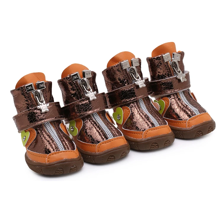 

Leather rain boots dog jordans pets pet sticker shoes, Red, brown
