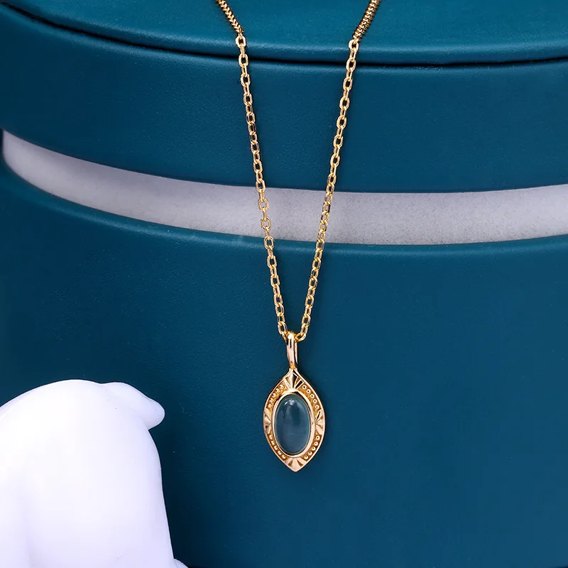 

Blue Topaz Gemstone Necklace 925 Silver Real Gold Plated Necklace Luxury Pendant Necklace