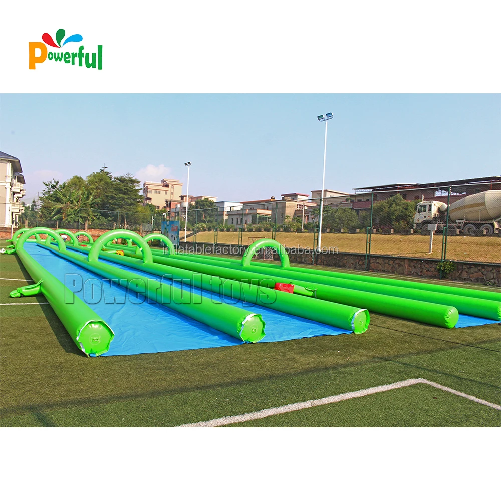 Two lane 100m inflatable slip n slide water party inflatable belly slide for sale