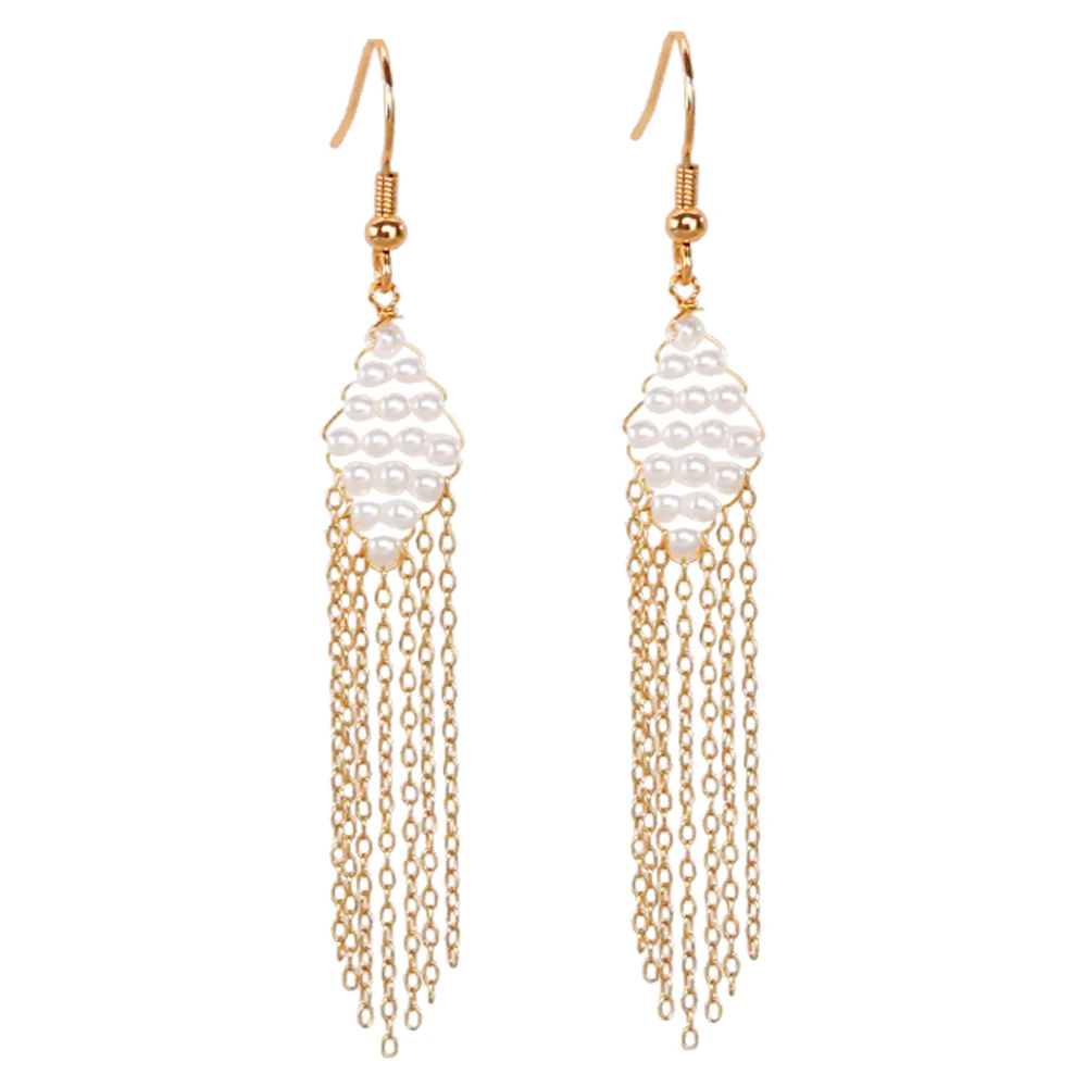 

Fashion Beaded Wire Wrap Earring Woven Seed Bead Hoop Earrings For Women, Colors