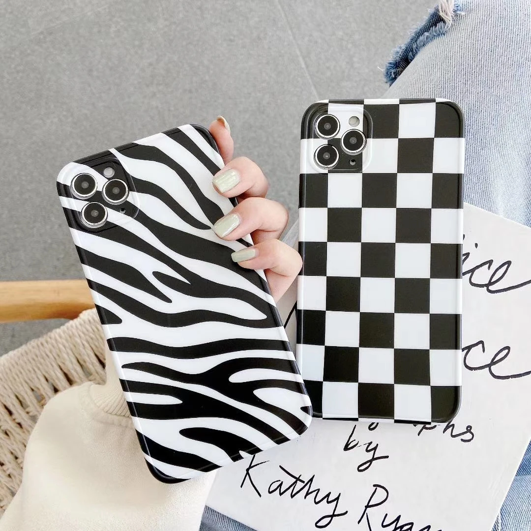 

Fashion brand Zebra pattern Lens protection IMD Silicone Soft 2020 New Phone Case Cover for iPhone 11 Pro Max, Black