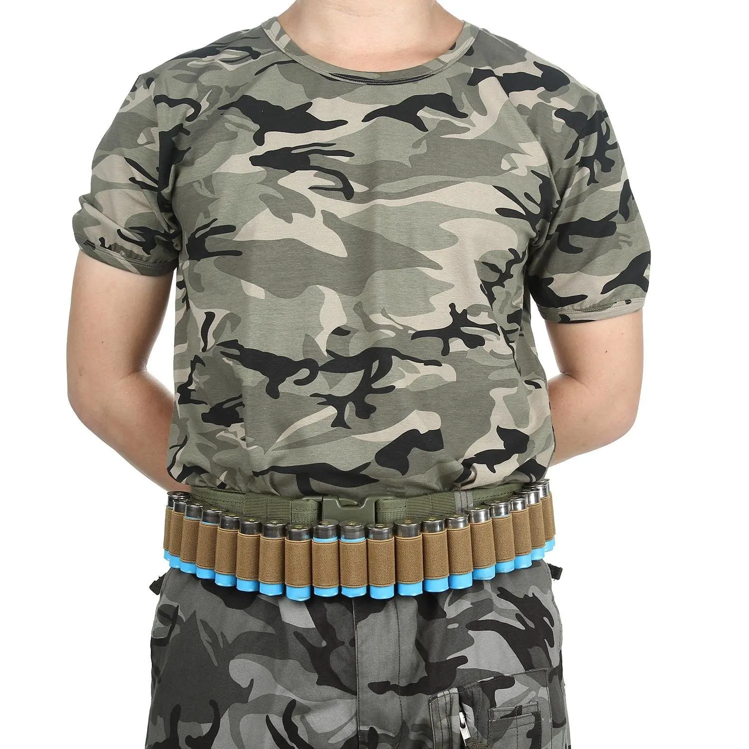 

Tactical Hunting Shell Bandolier Belt 12/20 Gauge Ammo Holder 26 Rounds Gun Bullet Belt Pouch Cartridge Waist Belt Bag, Black,sand,green
