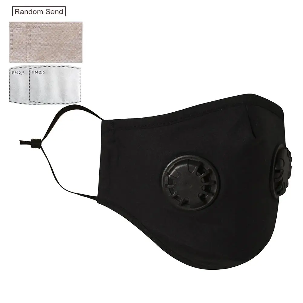 

Shipping From US Washable Reusable Protection Face Cover With Filter PM2.5 Breath Valve Breathable Riding Mask For Men Women