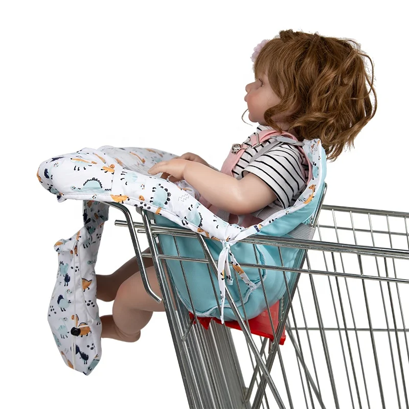 

Portable with Free Carry Bag Machine Washable for Infant Toddler Large Shopping Cart Cover for Baby Cotton High Chair Cover, White