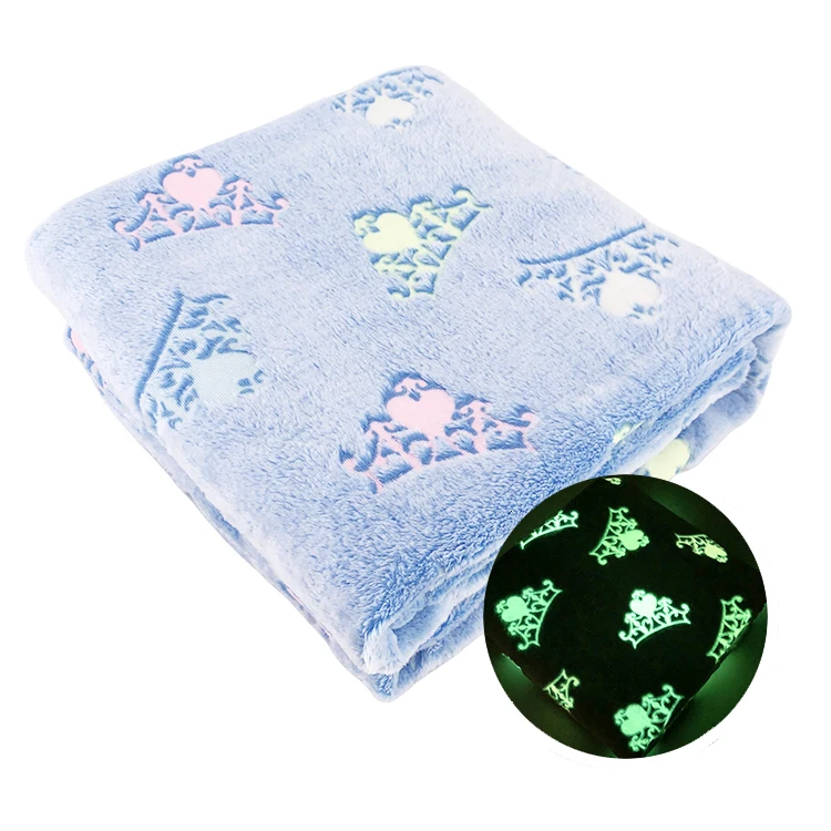 Wholesale custom Flannel Plush Throw Blanket pattern Shining glow in the da...