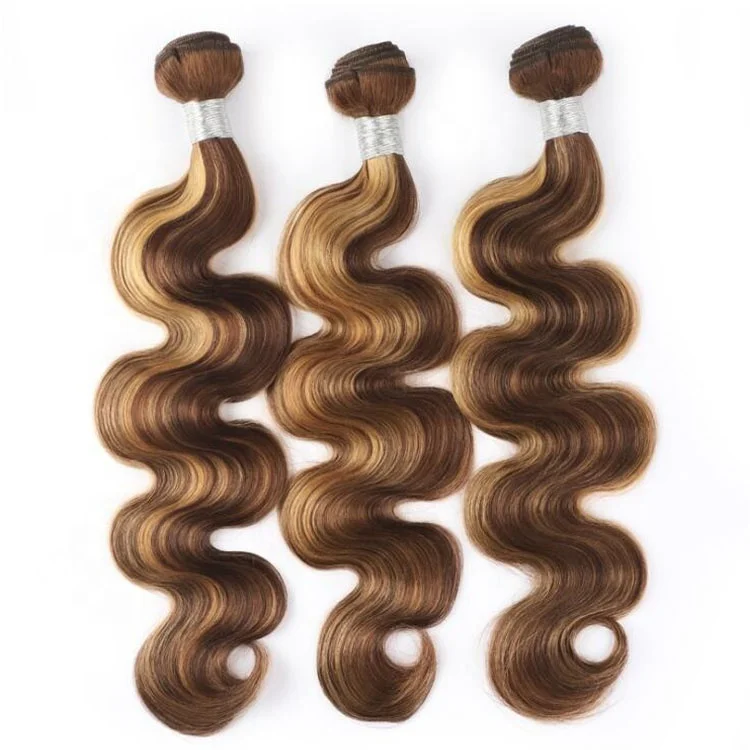 

Dropshipping Brazilian Ombre Hair Bundles P4/27 Body Wave Women Hair Satin Bags For Hair Bundles