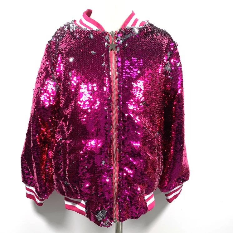 

Kids Clothing Hot Pink Flipping Sequin Toddler Girls Bomber Jackets