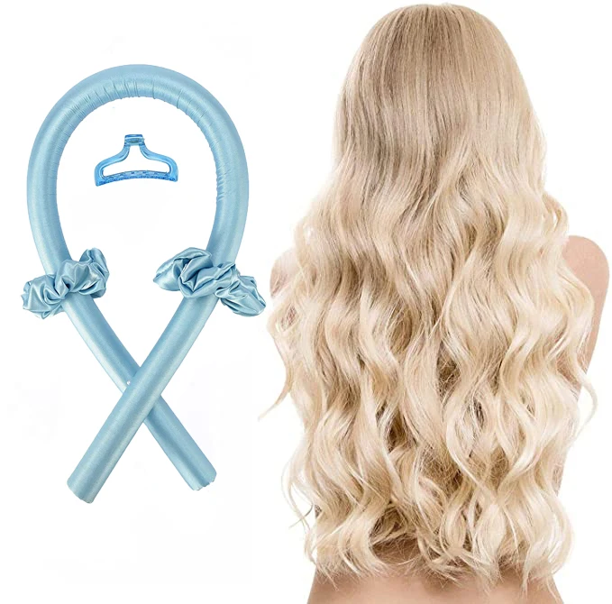 

fashion easy silk heatless no heat hair curls roll silk heatless curls heatless hair curl soft mulberry silk hair roller, Blue/pink/beige