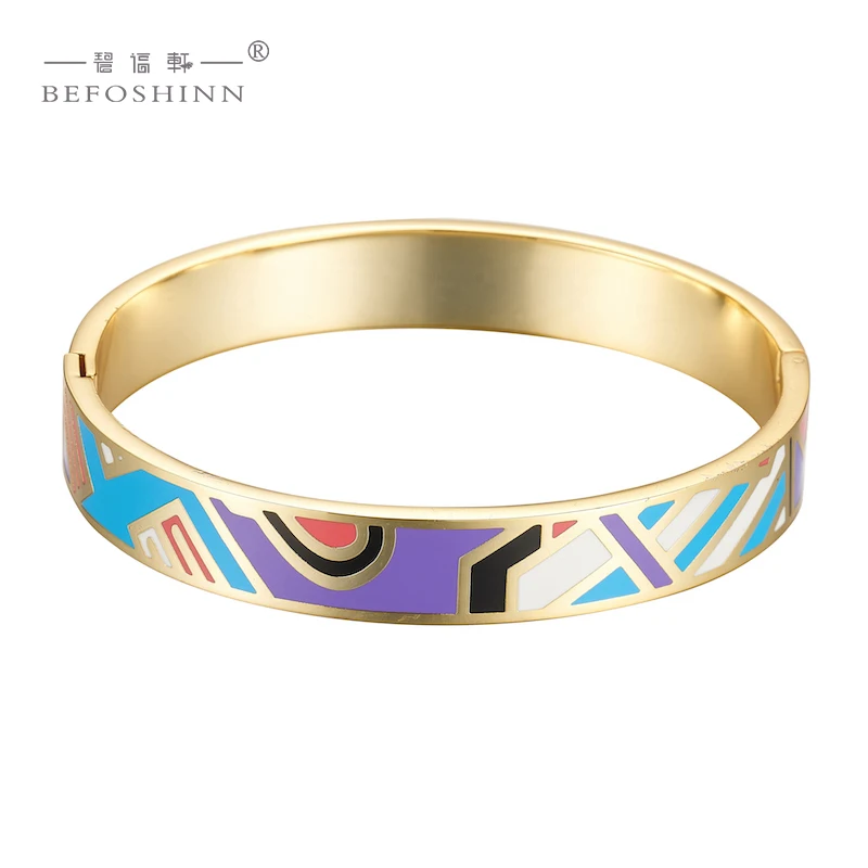 

Fashion Titanium Steel bangle Wholesale Stainless Steel Anti Allergy Charm Cuff enamel Bracelet