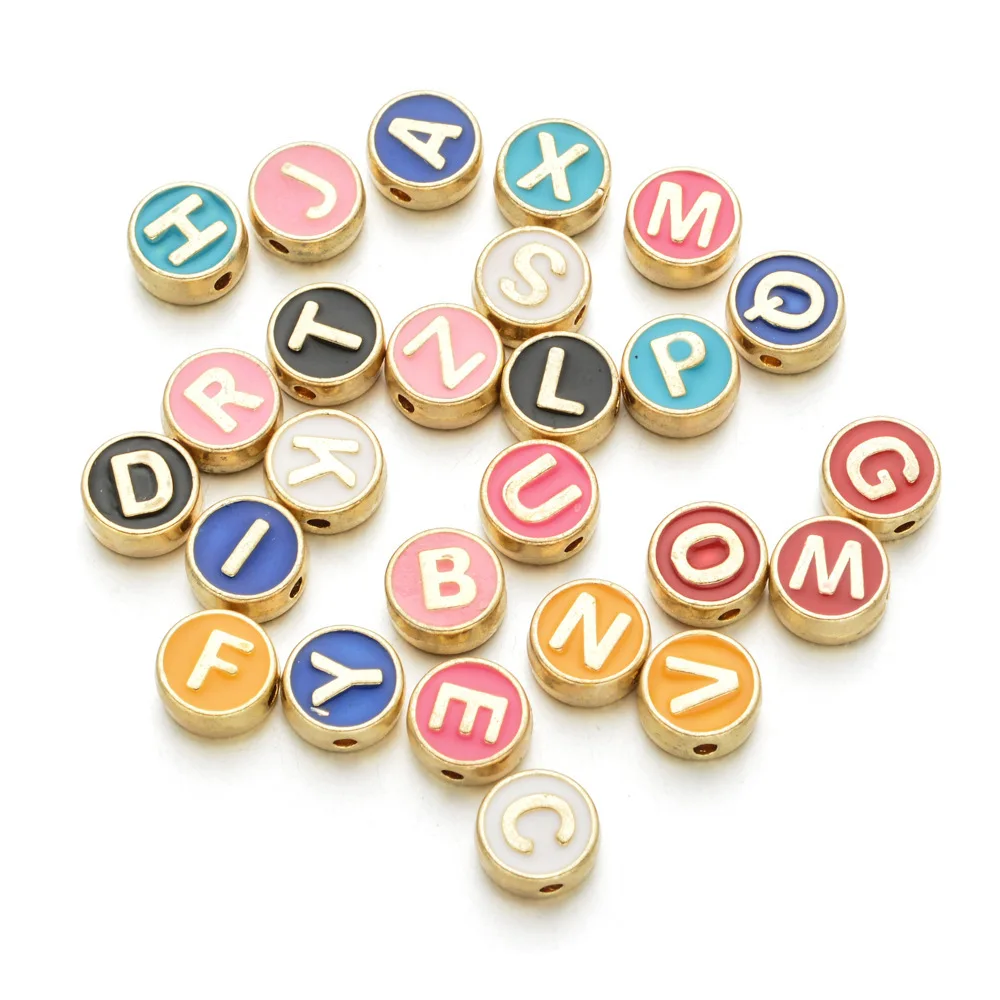 

Enamel Letter Beads Gold Lined Alphabet Letter A-Z Charms Enamel Initial A-Z Alphabet Jewelry Loose Beads, Same as photo