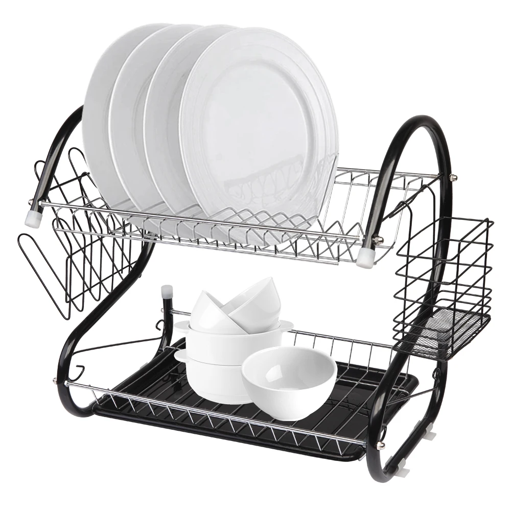 

Free Shipping Multifunctional S-shaped Dual Layers Bowls Dishes Chopsticks Spoons Collection Shelf Plate Drying Rack, Customized