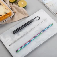 

Colorful Customized Collapsible Reusable Stainless Steel Drinking Straws