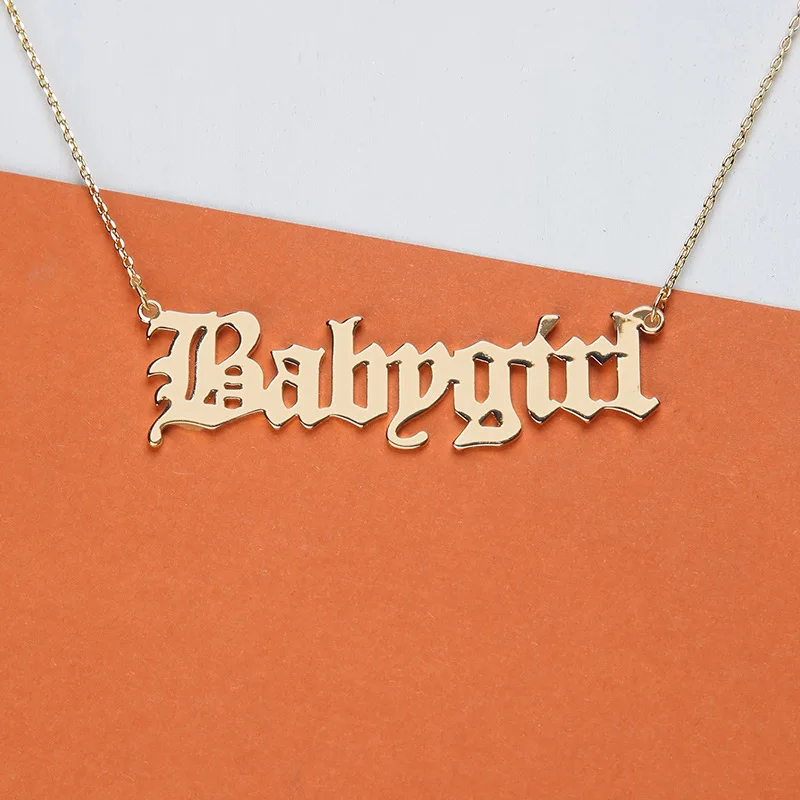 

High Quality 2020 New Fashion Jewelry Gold Babygirl Letter Necklace Name Pendants Lovely Gift for the Mom, Silver/gold/rose gold