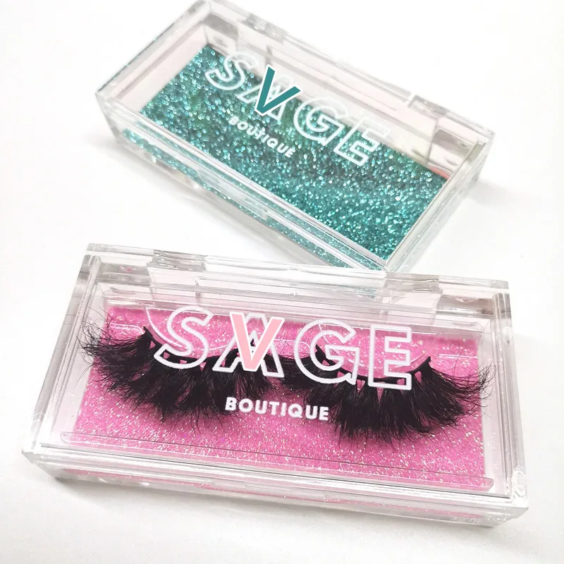 

Custom Cute Acrylic Eyelash Cases For 20MM Mink Eyelashes 3d Wholesale Own Brand Luxury 5D Lashes 25MM