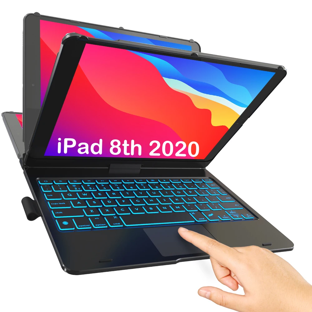 

newest 360 degree rotatable ultra-thin wireless keyboard case for ipad 8th 10.2 2 2020 keyboard case with magic touchpad