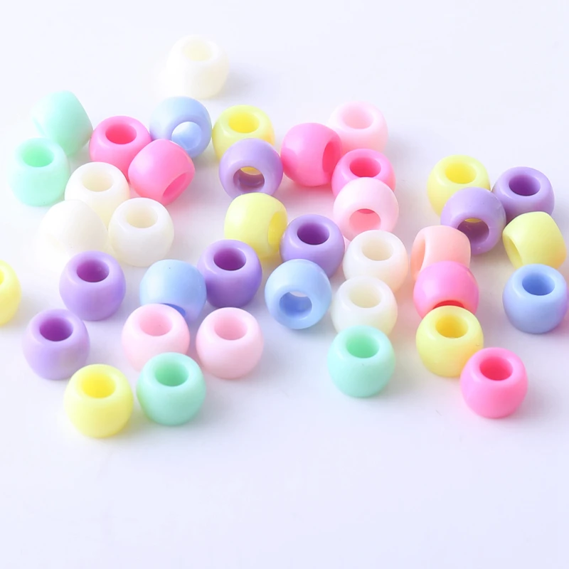 

Pony Beads 9*6mm Kids Hair Toy Party Fun Braid Jewellery DIY With big Hole For Children Handmade, Multi