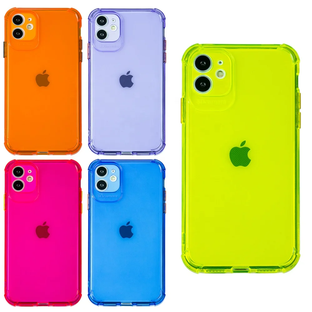 

2021 Wholesale luxury Fashion Simple Fluorescent shockproof neon phone case for iphone 11, 5 colors