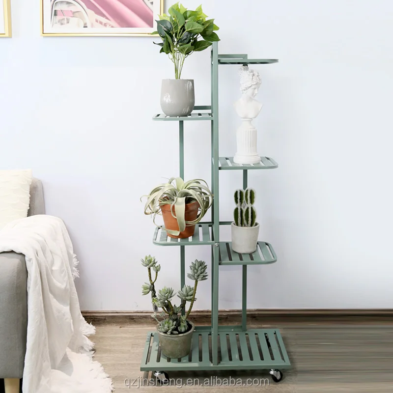 

7-Tier Metal Plant Rack Display Pot Flower Rack Stand, White&green