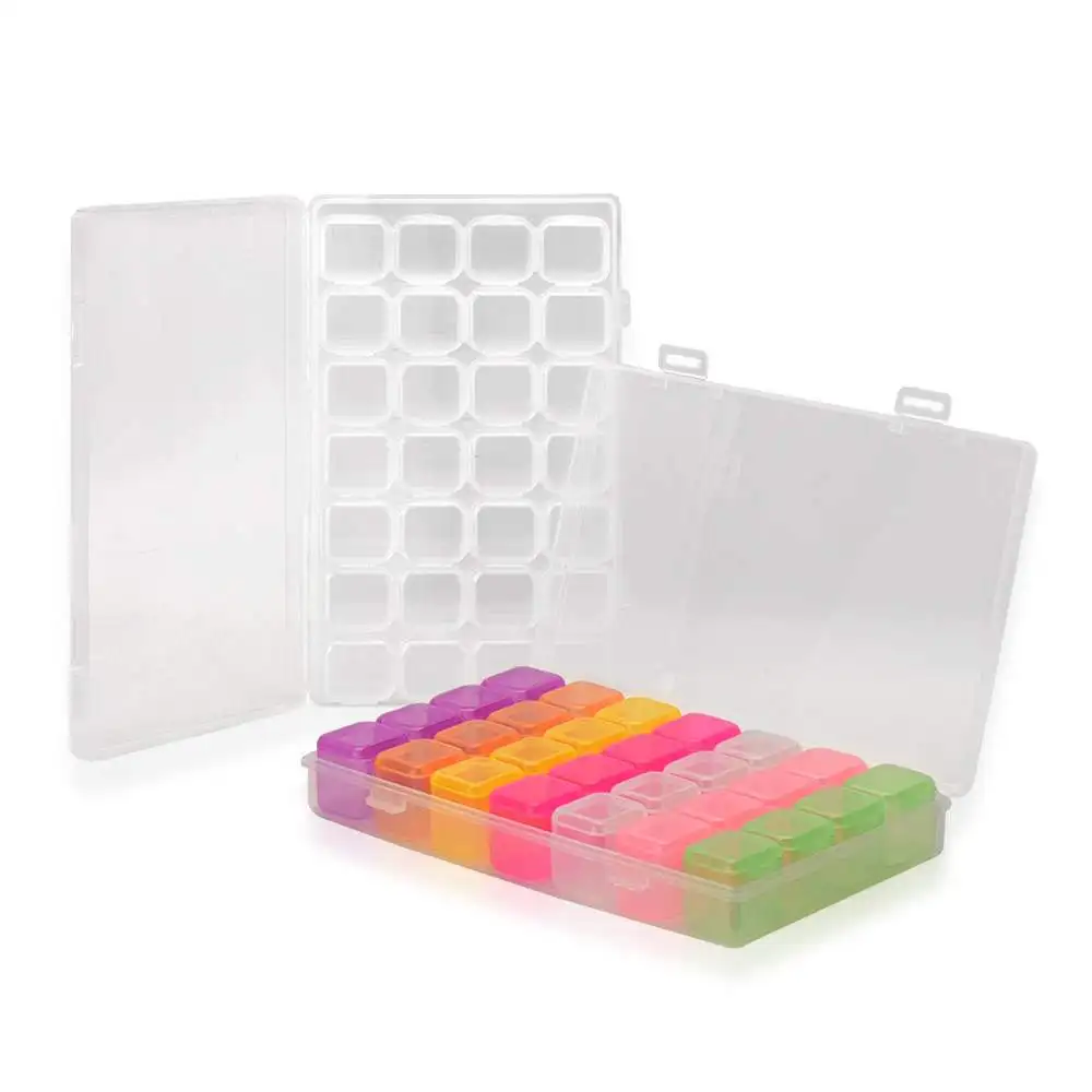 

2pcs 28 Grids Nail Art Decoration Jewelry Pill Organizer Earring Storage Box Case Container