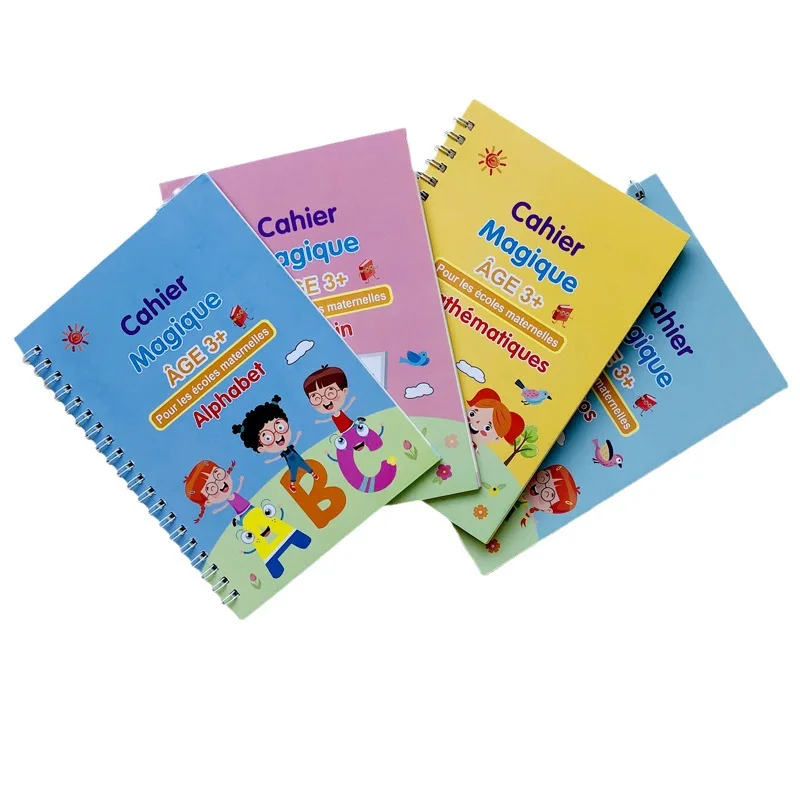 

French Sank Magic Book For Kids Practice Copybook Hand Writing Child Books Printing With Pen Reusable Groove Calligraphy