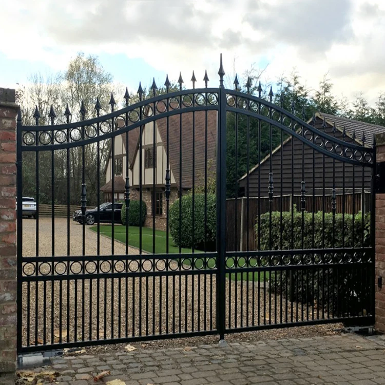 

HS-MG12 cheap house main gate metal grill fence wrought iron fences and gates design, As your requirement