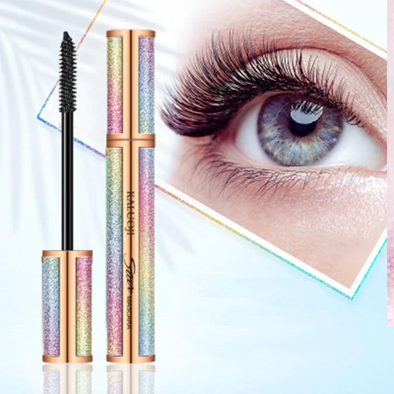 

New Eyelashes Extension Thicker Makeup Waterproof Volumizing 4d Silk Fiber Eyelash Mascara, Balck