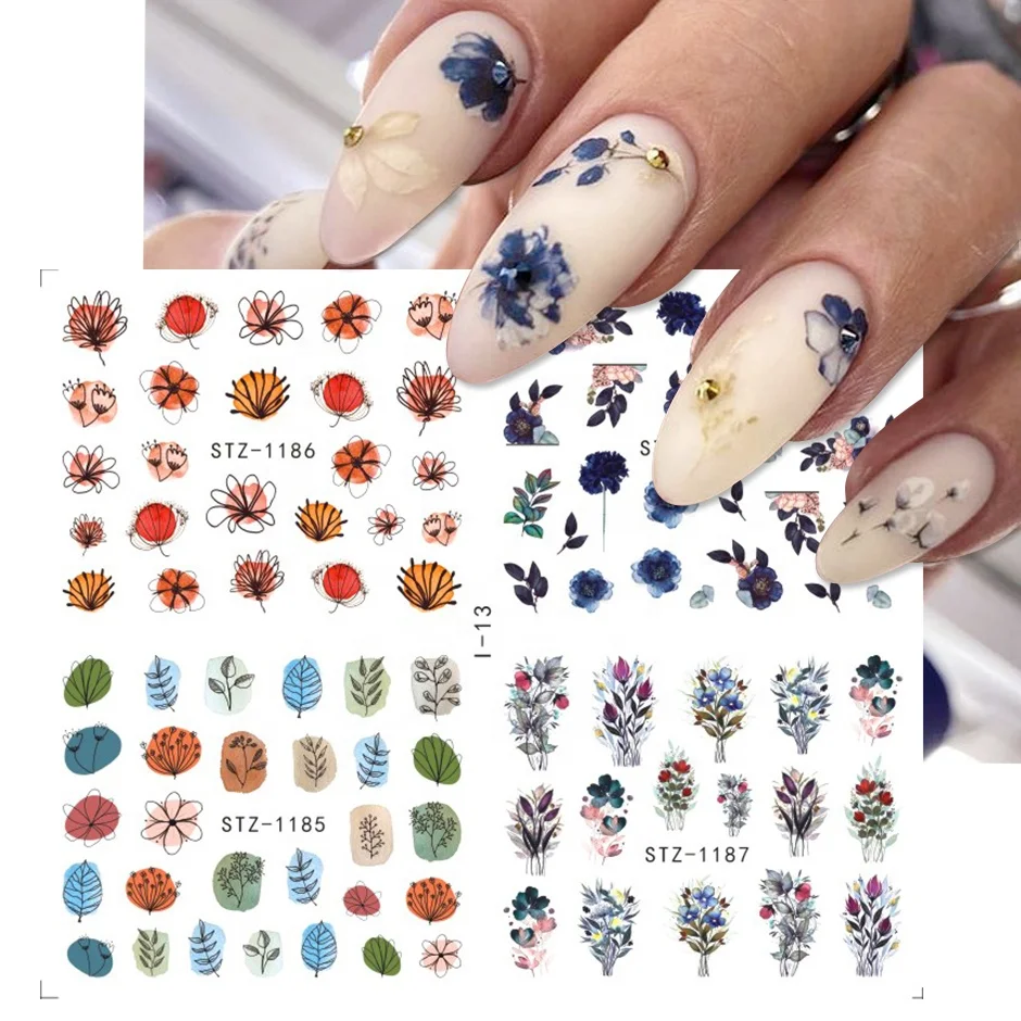 

4 in 1 Summer Abtract Girl Leaf Fruit Water Stickers for Nail DIY Gel Polish Sliders Manicure Tips Nail Design Set Nail Sticker, Picture