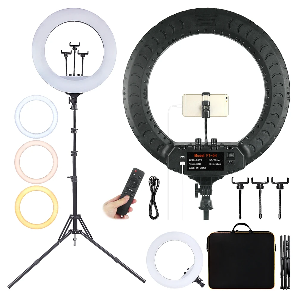 

fosoto 21 inch professional Photo Studio Portable Photography Ring Light LED Video Light with tripod stand For Makeup Youtube, Black