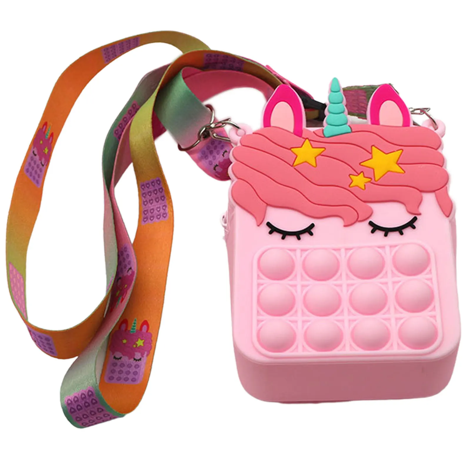 

Wholesale Price Cute Cartoon Silicone Bubble Single-shoulder Bag Colorful Children Crossbody Bag, Picture color