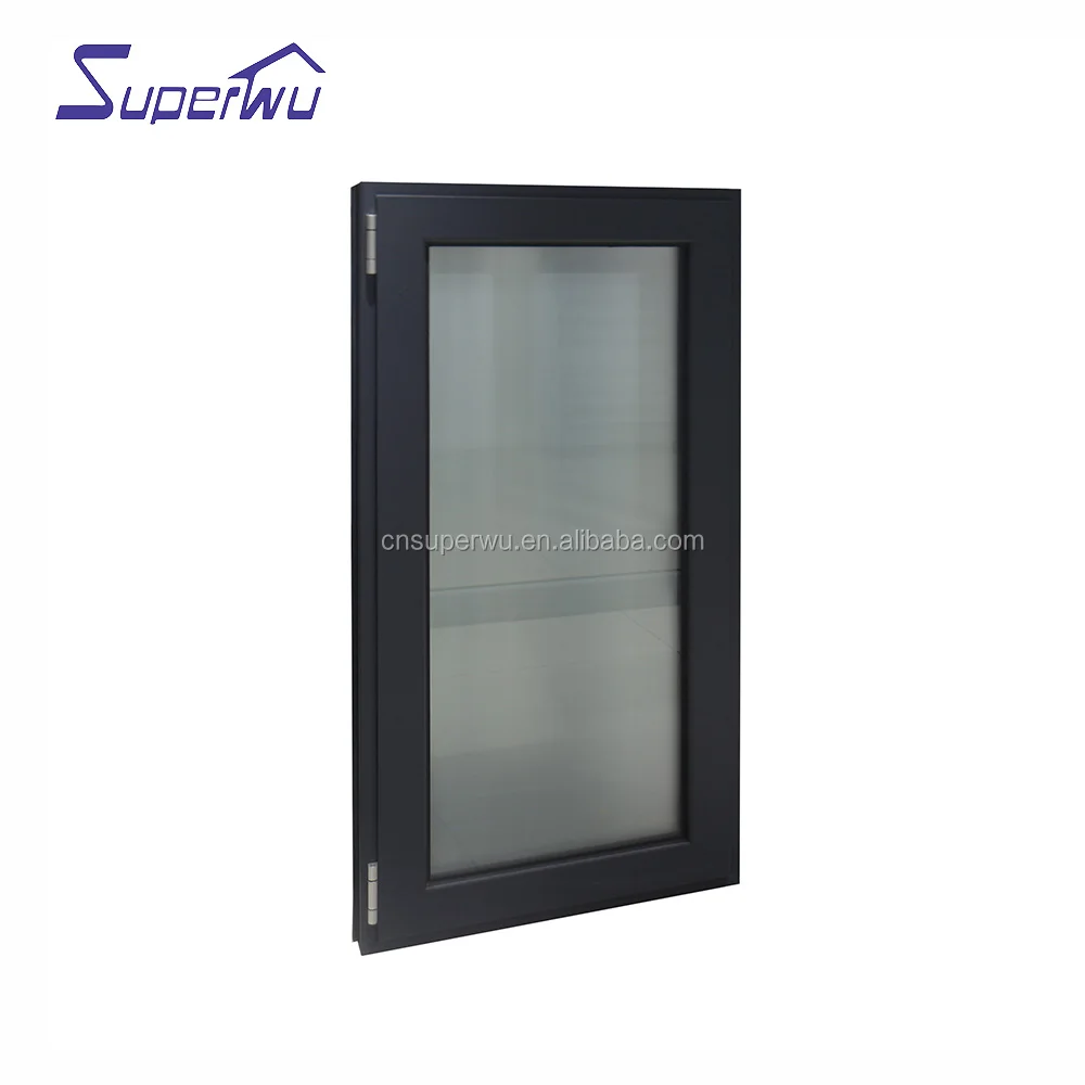 Factory finished large glass panel aluminum window french open casement windows frosted glass obscure