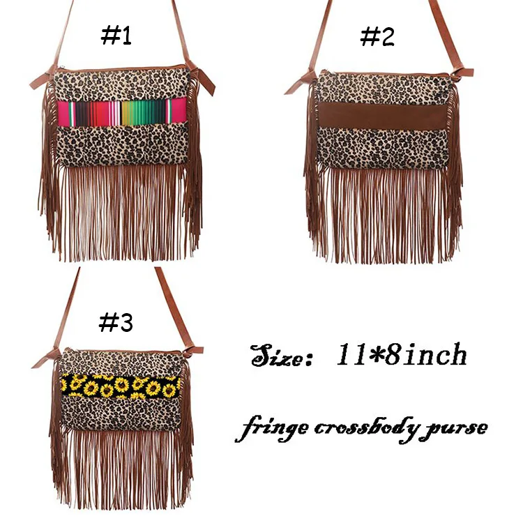 

RTS Horsehair Hobo Shoulder Bag With Tassel Women Leopard Fringe Crossbody Bag, As picture show