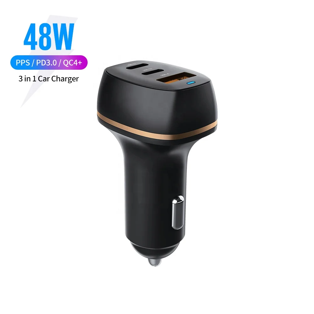 

trending products 2021 new arrivals 48W mobile phone Laptop PD QC PPS 3 Port Dual USB C Fast Car Charger