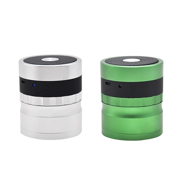 

New Style music Herb Grinder With Speaker Stereo System weed grinder, Black green silver