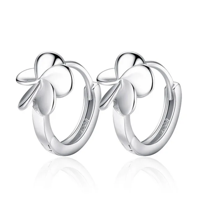 

Five Leaf Flower Silver Korean Jewelry 925 Sterling Stud Earrings