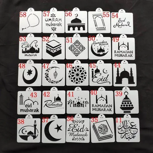

2021 hot sale Eid mubarak cake stencil Ramadan mubarak coffee stencil Muslim Party Supplies