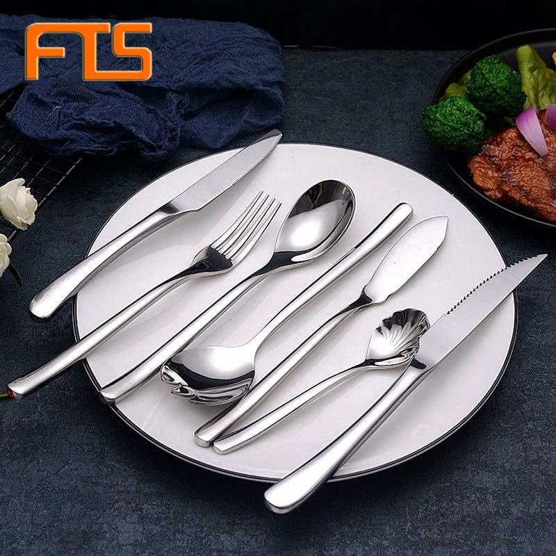 

FTS Cutlery Set Stainless Steel Gold Luxury Party Restaurant Plated Metal Custom Wedding Hotel Flatware Sets