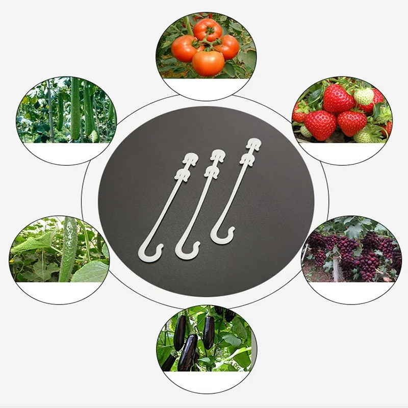 White Color Support Tomato Clips Hydroponic Plastic Tomato J Hooks