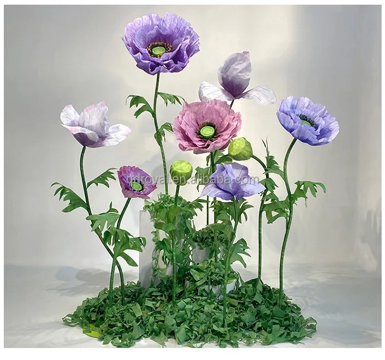

whole sale multi colors customized lotus handmade giant artificial flowers with stem base for event wedding backdrop