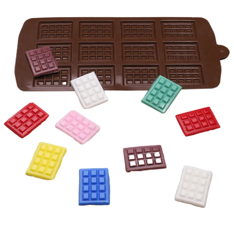 

12 cavity waffle thin chocolate silicone fondant mold silicone baking tools chocolate chip mold, Chocolate color