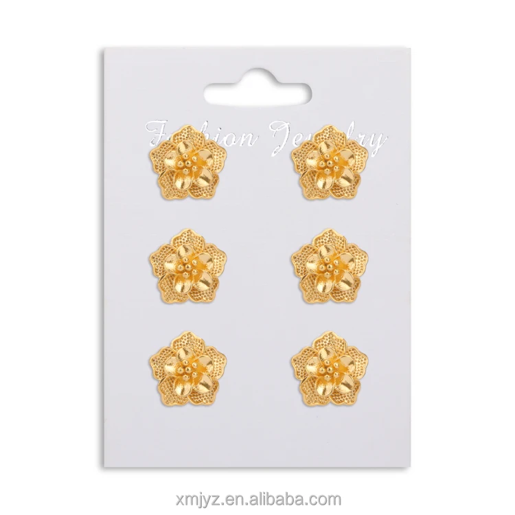 

European And American Vintage Brass Gold-Plated Flower Earrings Vacuum Electroplating Earrings High-End Design Women'S Earrings
