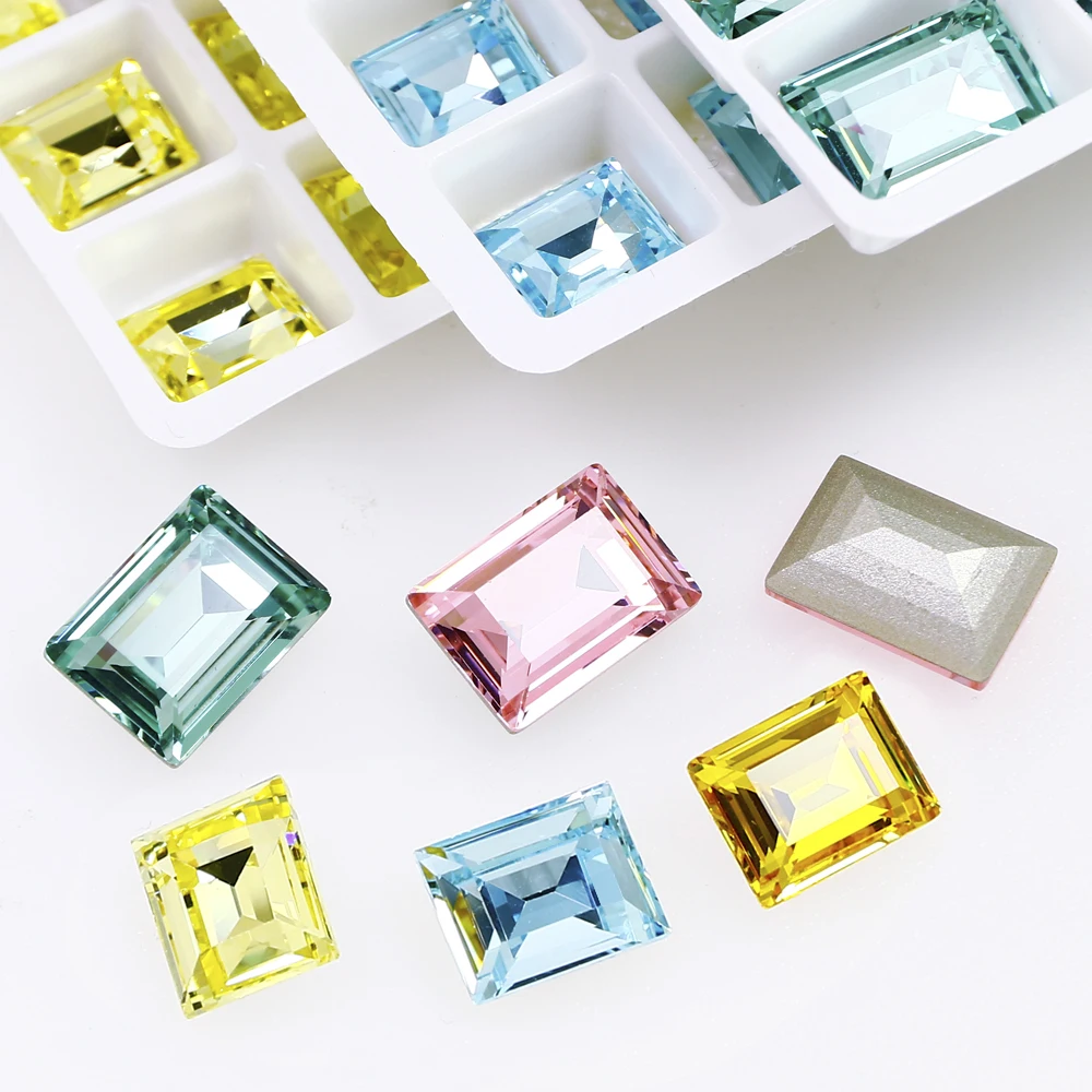 

Unique Design Rectangle Shape Point Back Fancy Stone Crystal Jet Color Glass Rhinestone For Jewelry Making