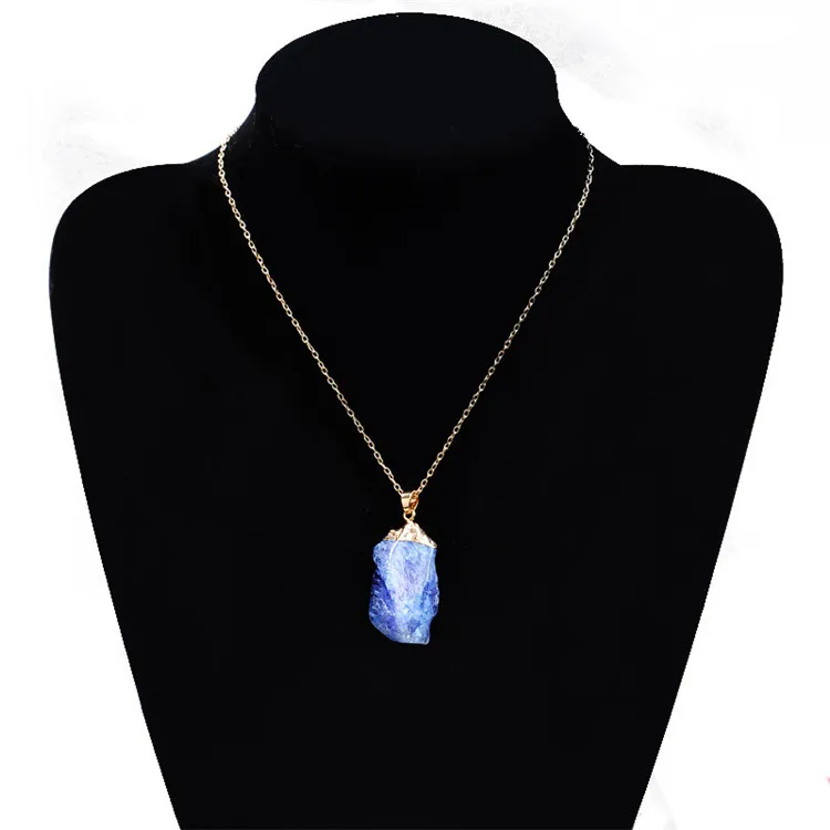 

Factory direct sales wish new natural stone crystal pendant necklace sweater chain clavicle chain men and women tide, Picture shows