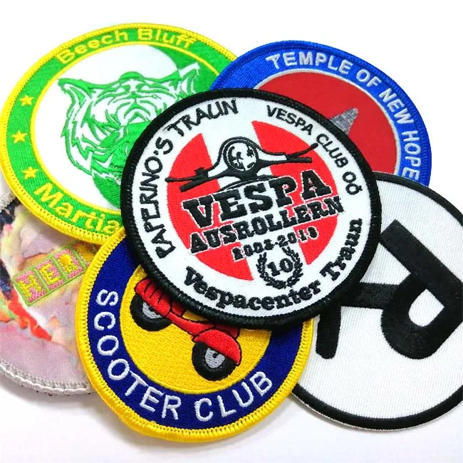 

Wholesale Round logo iron on clothing patches custom made t shirt embroidery patches for garment clothing, Customized color