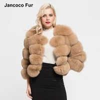 

Luxury Women's Coats Real Natural Fox Fur 5 Rows Coat High Quality Outwear Winter Cropped Sleeves Jacket S1796