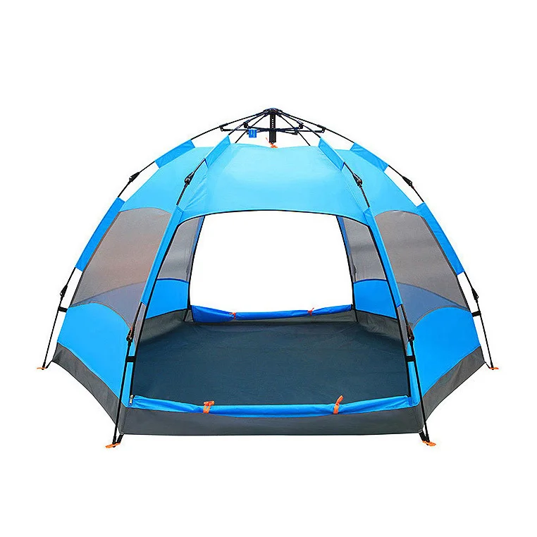 

Outdoor 3-5 Person Fully Automatic Double layers Waterproof Tents Hexagonal Camping Stretch Beach Tent, Green,blue,orange