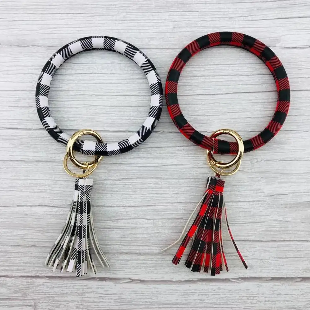 

Buffalo Plaid Bracelet O key Keychain, 16 colors