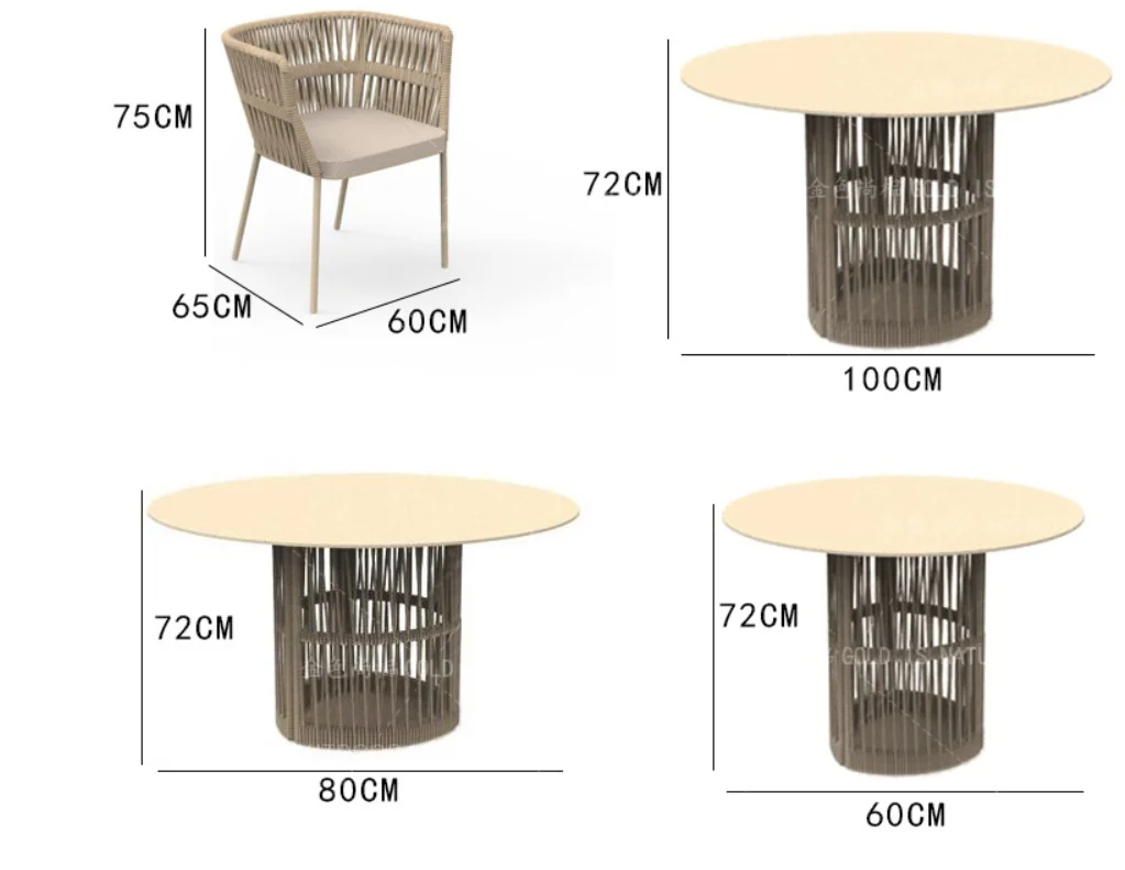 Nordic style hotel patio outdoor   garden table and chairs  rope outdoor dinning chairs